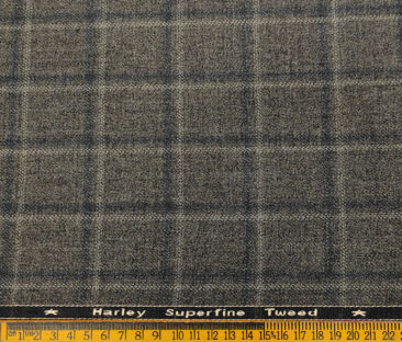 OCM Men's Wool Checks Medium & Soft 2 Meter Unstitched Tweed Jacketing & Blazer Fabric (Dark Brown)