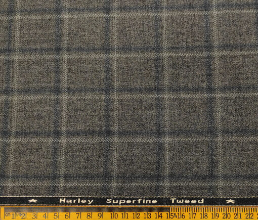 OCM Men's Wool Checks Medium & Soft 2 Meter Unstitched Tweed Jacketing & Blazer Fabric (Dark Brown)