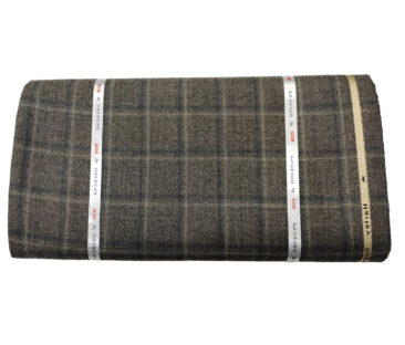 OCM Men's Wool Checks Medium & Soft 2 Meter Unstitched Tweed Jacketing & Blazer Fabric (Dark Brown)