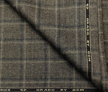 OCM Men's Wool Checks Medium & Soft 2 Meter Unstitched Tweed Jacketing & Blazer Fabric (Dark Brown)