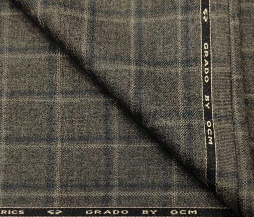 OCM Men's Wool Checks Medium & Soft 2 Meter Unstitched Tweed Jacketing & Blazer Fabric (Dark Brown)
