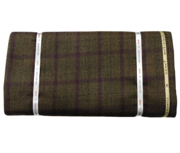 OCM Men's Wool Checks Medium & Soft 2 Meter Unstitched Tweed Jacketing & Blazer Fabric (Dark Brown & Maroon)