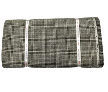 OCM Men's Wool Checks Fine & Soft 2 Meter Unstitched Tweed Jacketing & Blazer Fabric (Light Grey)