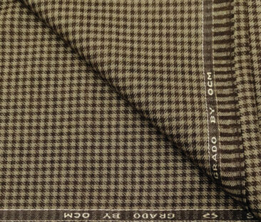 OCM Men's Wool Houndstooth Fine & Soft 2 Meter Unstitched Tweed Jacketing & Blazer Fabric (Light & Dark Brown )