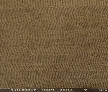OCM Men's Wool Herringbone Thick & Soft 2 Meter Unstitched Tweed Jacketing & Blazer Fabric (Brown)