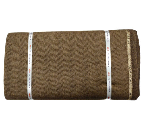 OCM Men's Wool Herringbone Thick & Soft 2 Meter Unstitched Tweed Jacketing & Blazer Fabric (Brown)
