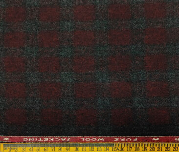 OCM Men's Wool Checks Thick & Soft 2 Meter Unstitched Tweed Jacketing & Blazer Fabric (Dark Maroon & Grey)
