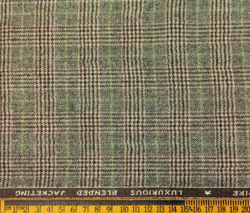 OCM Men's Wool Checks Fine & Soft 2 Meter Unstitched Tweed Jacketing & Blazer Fabric (Light Brown)
