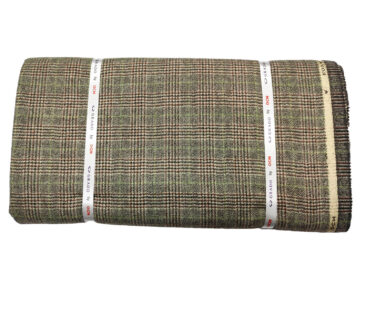 OCM Men's Wool Checks Fine & Soft 2 Meter Unstitched Tweed Jacketing & Blazer Fabric (Light Brown)