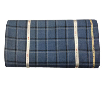 OCM Men's Wool Checks Medium & Soft 2 Meter Unstitched Tweed Jacketing & Blazer Fabric (Blue & Black)