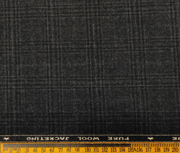 OCM Men's Wool Checks Medium & Soft 2 Meter Unstitched Tweed Jacketing & Blazer Fabric (Blackish Grey)