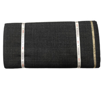 OCM Men's Wool Checks Medium & Soft 2 Meter Unstitched Tweed Jacketing & Blazer Fabric (Blackish Grey)