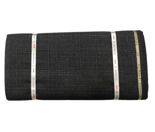 OCM Men's Wool Checks Medium & Soft 2 Meter Unstitched Tweed Jacketing & Blazer Fabric (Blackish Grey)