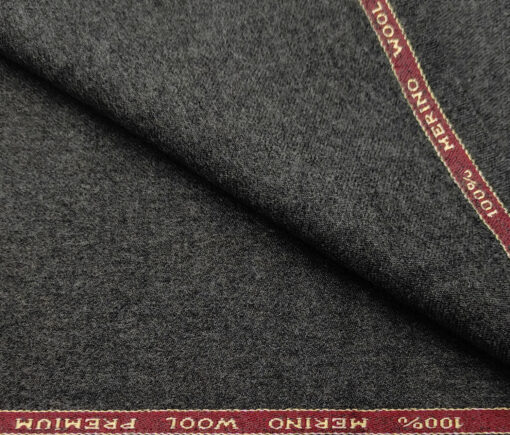 OCM Men's Wool Solids Medium & Soft 2.20 Meter Unstitched Tweed Jacketing & Blazer Fabric (Dark Worsted Grey)