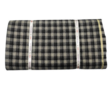 OCM Men's Wool Checks Count : Super 100's 2 Meter Unstitched Tweed Jacketing & Blazer Fabric (Light Grey & Black)