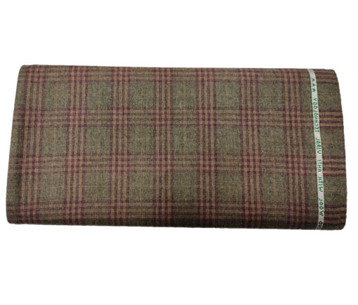 Raymond Men's Wool Checks Virasafe Anti Viral Fabric 2.20 Meter Unstitched Tweed Jacketing & Blazer Fabric (Brown