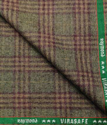 Raymond Men's Wool Checks Virasafe Anti Viral Fabric 2.20 Meter Unstitched Tweed Jacketing & Blazer Fabric (Brown