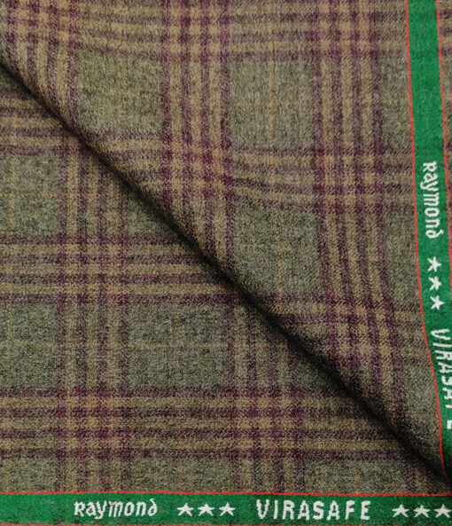 Raymond Men's Wool Checks Virasafe Anti Viral Fabric 2.20 Meter Unstitched Tweed Jacketing & Blazer Fabric (Brown