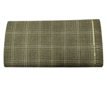 Raymond Men's Wool Checks Medium & Rough 2.20 Meter Unstitched Tweed Jacketing & Blazer Fabric (Olive Green)