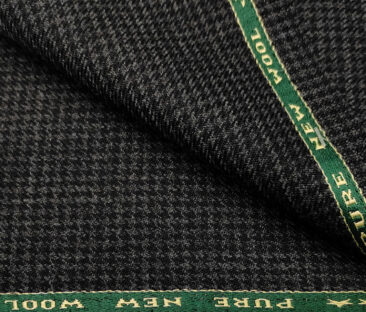 Raymond Men's Wool Houndstooth Medium & Soft 2.20 Meter Unstitched Tweed Jacketing & Blazer Fabric (Dark Grey)