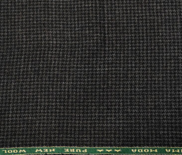Raymond Men's Wool Houndstooth Medium & Soft 2.20 Meter Unstitched Tweed Jacketing & Blazer Fabric (Dark Grey)