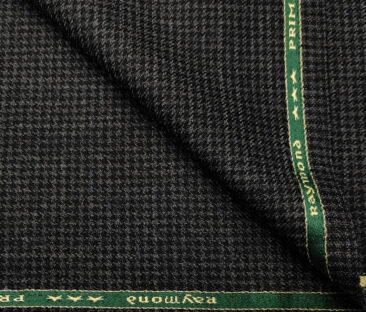 Raymond Men's Wool Houndstooth Medium & Soft 2.20 Meter Unstitched Tweed Jacketing & Blazer Fabric (Dark Grey)