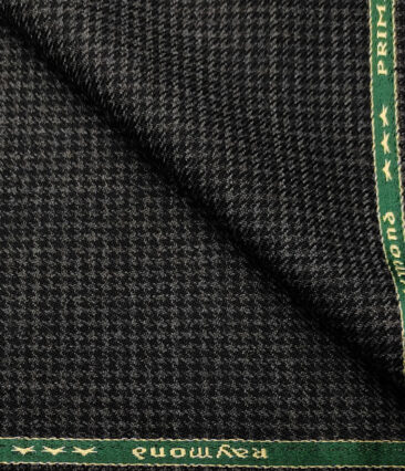 Raymond Men's Wool Houndstooth Medium & Soft 2.20 Meter Unstitched Tweed Jacketing & Blazer Fabric (Dark Grey)