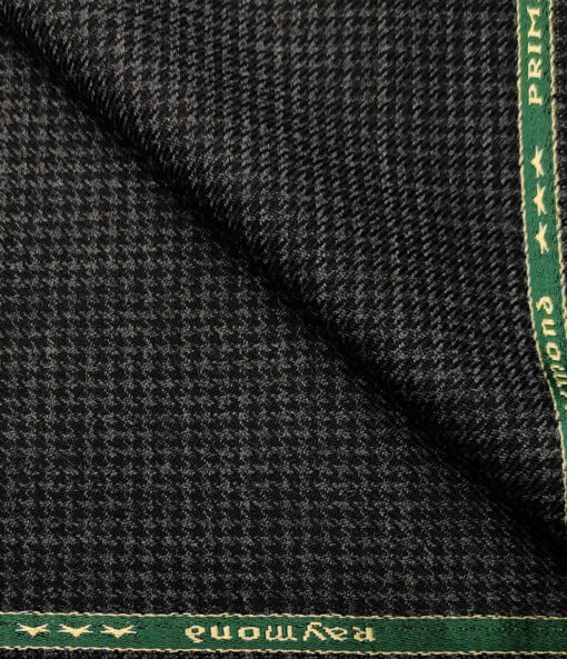 Raymond Men's Wool Houndstooth Medium & Soft 2.20 Meter Unstitched Tweed Jacketing & Blazer Fabric (Dark Grey)