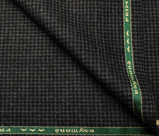 Raymond Men's Wool Houndstooth Medium & Soft 2.20 Meter Unstitched Tweed Jacketing & Blazer Fabric (Dark Grey)