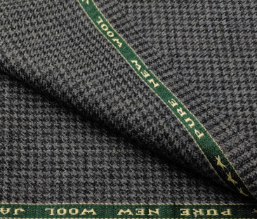 Raymond Men's Wool Houndstooth Medium & Soft 2.20 Meter Unstitched Tweed Jacketing & Blazer Fabric (Worsted Grey)