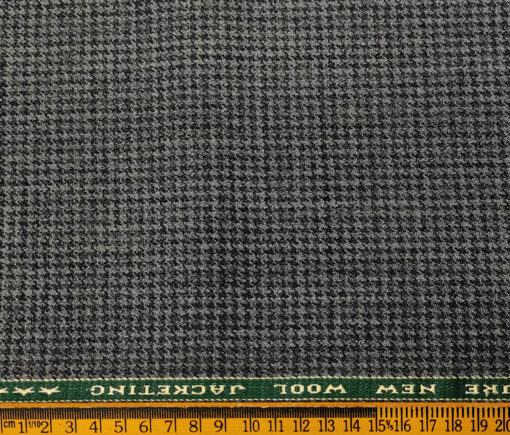 Raymond Men's Wool Houndstooth Medium & Soft 2.20 Meter Unstitched Tweed Jacketing & Blazer Fabric (Worsted Grey)