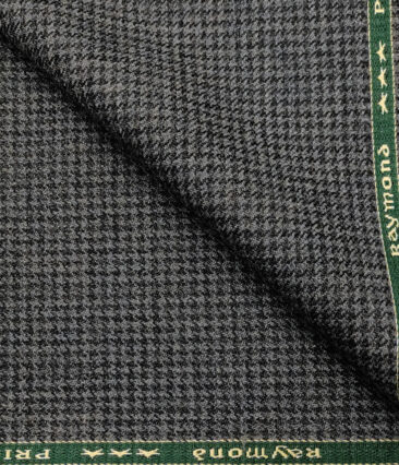 Raymond Men's Wool Houndstooth Medium & Soft 2.20 Meter Unstitched Tweed Jacketing & Blazer Fabric (Worsted Grey)