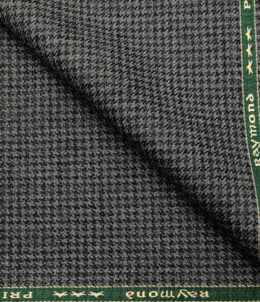 Raymond Men's Wool Houndstooth Medium & Soft 2.20 Meter Unstitched Tweed Jacketing & Blazer Fabric (Worsted Grey)
