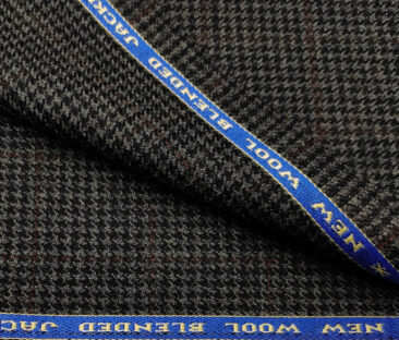 Raymond Men's Wool Houndstooth Medium & Soft 2.20 Meter Unstitched Tweed Jacketing & Blazer Fabric (Dark Grey)