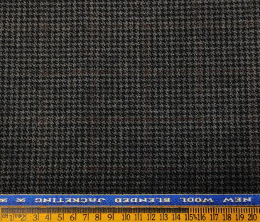 Raymond Men's Wool Houndstooth Medium & Soft 2.20 Meter Unstitched Tweed Jacketing & Blazer Fabric (Dark Grey)