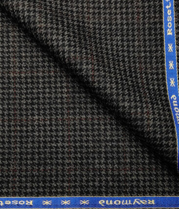 Raymond Men's Wool Houndstooth Medium & Soft 2.20 Meter Unstitched Tweed Jacketing & Blazer Fabric (Dark Grey)