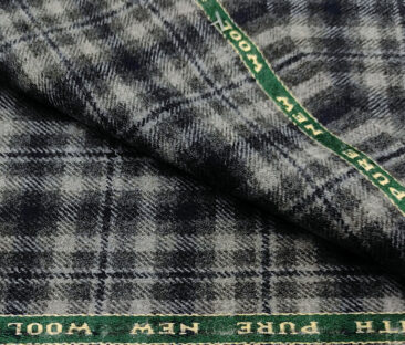 Raymond Men's Wool Checks Medium & Soft 2.20 Meter Unstitched Tweed Jacketing & Blazer Fabric (Grey & Blue)