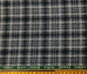 Raymond Men's Wool Checks Medium & Soft 2.20 Meter Unstitched Tweed Jacketing & Blazer Fabric (Grey & Blue)