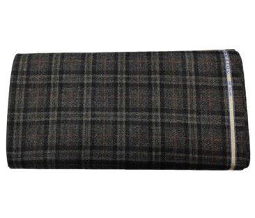 Raymond Men's Wool Checks Medium & Rough 2.20 Meter Unstitched Tweed Jacketing & Blazer Fabric (Grey & Black)