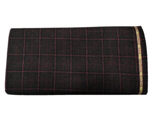 Raymond Men's Wool Checks Virasafe Anti Viral Fabric 2.20 Meter Unstitched Tweed Jacketing & Blazer Fabric (Dark Wine)