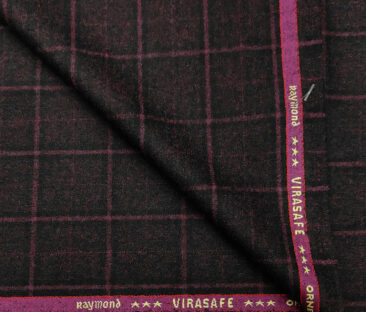 Raymond Men's Wool Checks Virasafe Anti Viral Fabric 2.20 Meter Unstitched Tweed Jacketing & Blazer Fabric (Dark Wine)