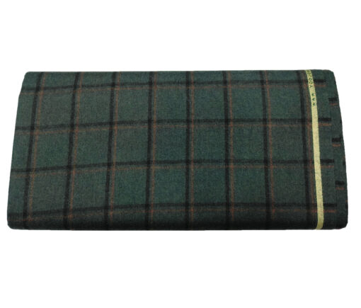 Raymond Men's Wool Checks Virasafe Anti Viral Fabric 2.20 Meter Unstitched Tweed Jacketing & Blazer Fabric (Sea Green & Black)