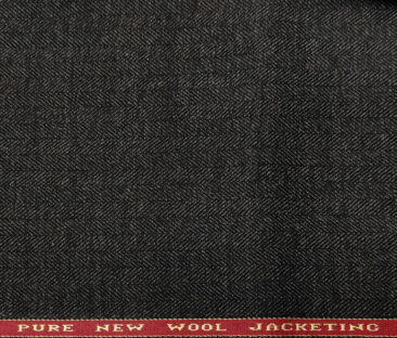 Raymond Men's Wool Herringbone Medium & Soft 2.20 Meter Unstitched Tweed Jacketing & Blazer Fabric (Blackish Grey)