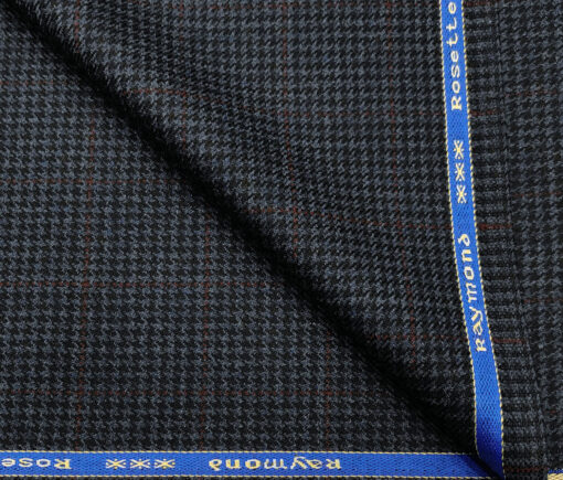Raymond Men's Wool Checks Medium & Soft 2.20 Meter Unstitched Tweed Jacketing & Blazer Fabric (Dark Blue)