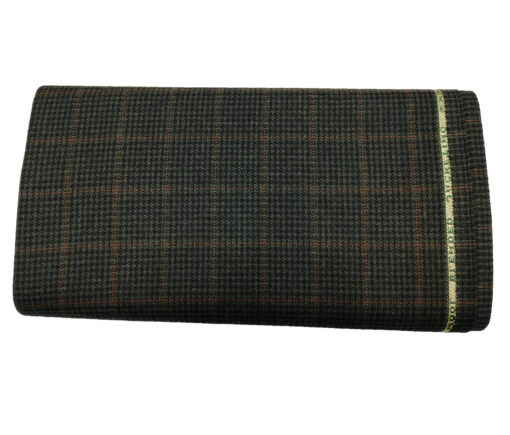 Raymond Men's Wool Checks Medium & Soft 2.20 Meter Unstitched Tweed Jacketing & Blazer Fabric (Green & Black)