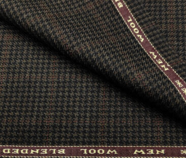 Raymond Men's Wool Checks Medium & Soft 2.20 Meter Unstitched Tweed Jacketing & Blazer Fabric (Brown & Black)