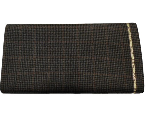 Raymond Men's Wool Checks Medium & Soft 2.20 Meter Unstitched Tweed Jacketing & Blazer Fabric (Brown & Black)