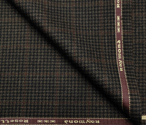 Raymond Men's Wool Checks Medium & Soft 2.20 Meter Unstitched Tweed Jacketing & Blazer Fabric (Brown & Black)