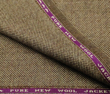 Raymond Men's Wool Structured Medium & Soft 2.20 Meter Unstitched Tweed Jacketing & Blazer Fabric (Light Brown)