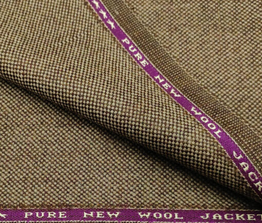 Raymond Men's Wool Structured Medium & Soft 2.20 Meter Unstitched Tweed Jacketing & Blazer Fabric (Light Brown)